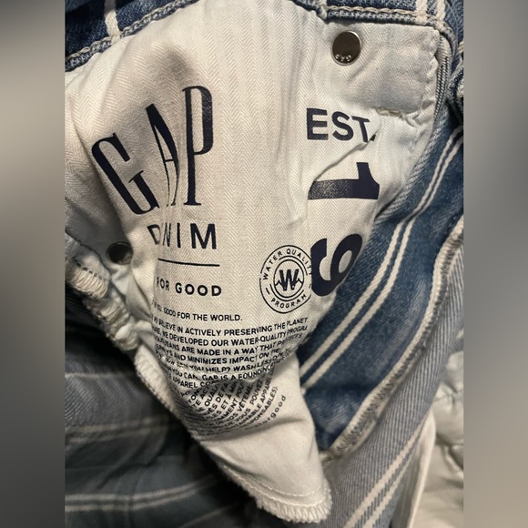 GAP Denim Mom Jean Shorts white Stripes Size 10/30 - Picture 12 of 12